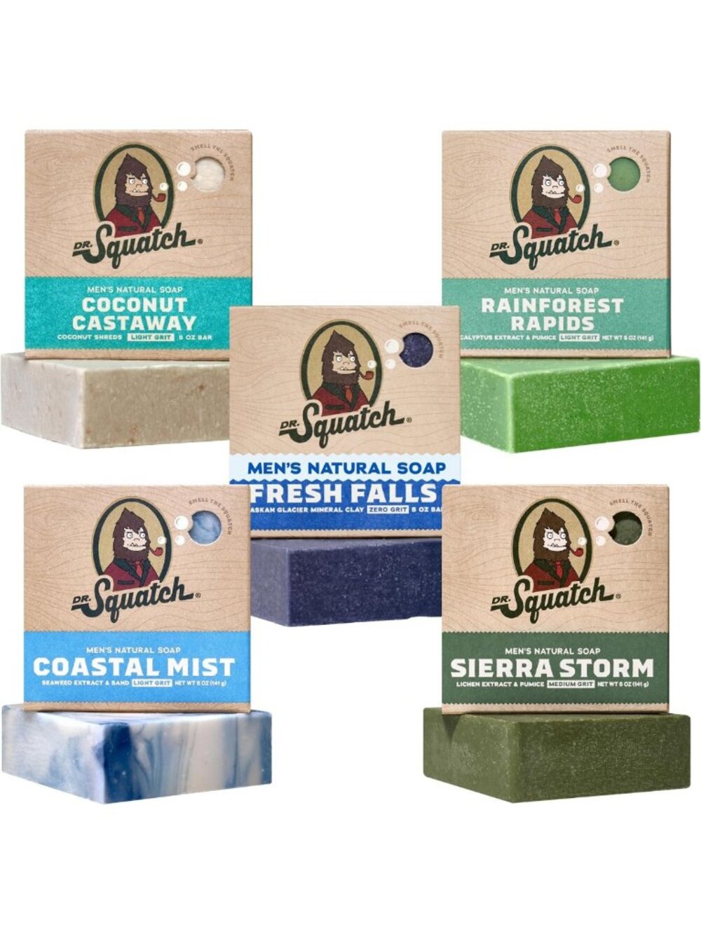 Natural Men’s Bar Soap Set - Cold Process Body Soap with Essential Oils (5 Pack)
